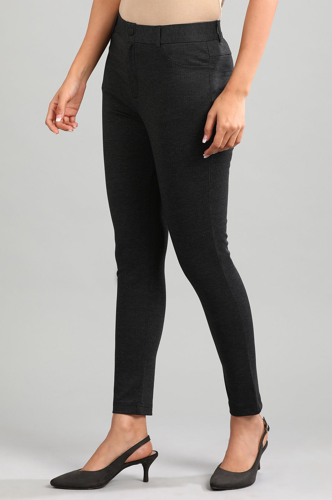 Black Yarn-dyed Winter Trousers