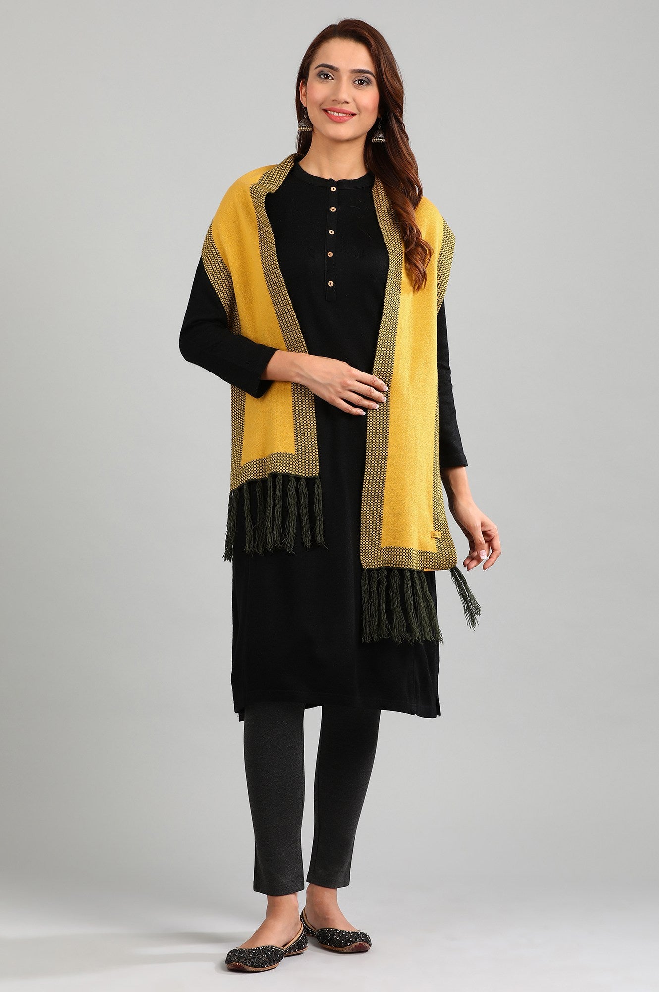 Yellow Yarn-dyed Muffler