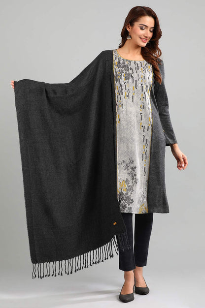 Grey Yarn-dyed Shawl