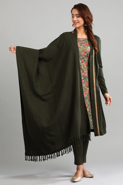 Green Yarn-dyed Shawl