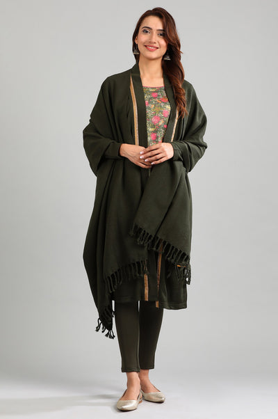 Green Yarn-dyed Shawl
