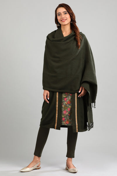 Green Yarn-dyed Shawl