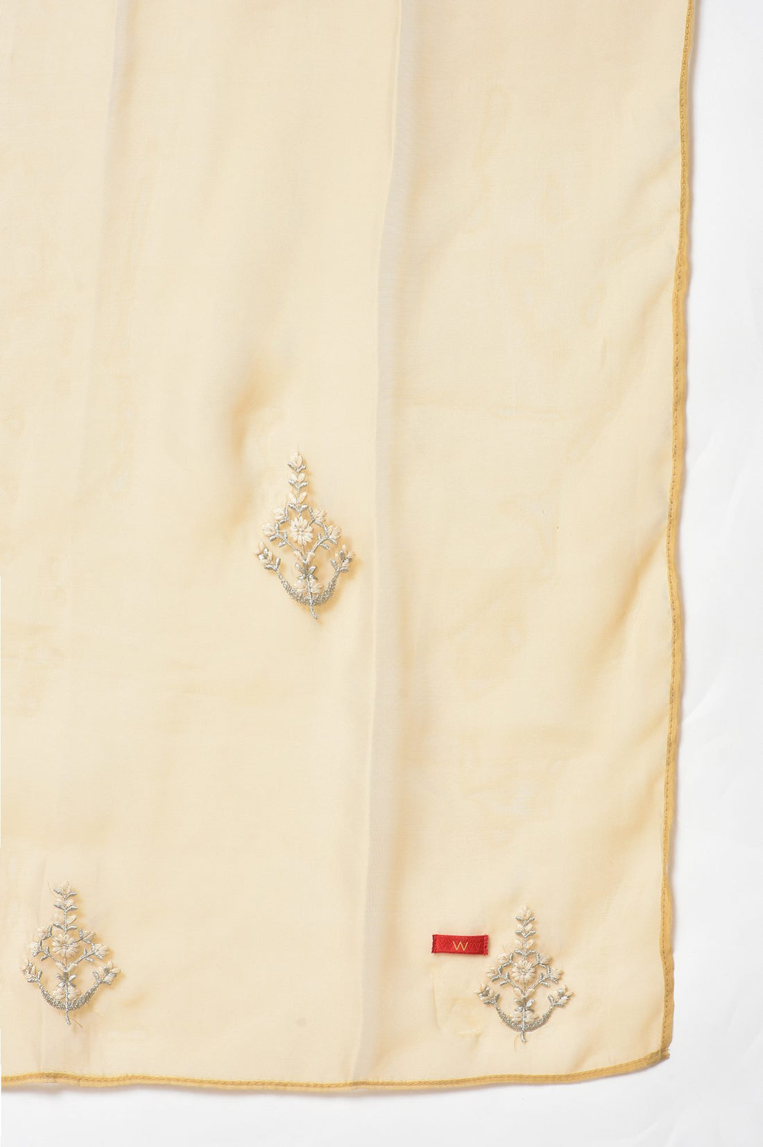 Gold Embroidered kurta With Shimmer Churidar And Golden Embroidered Dupatta