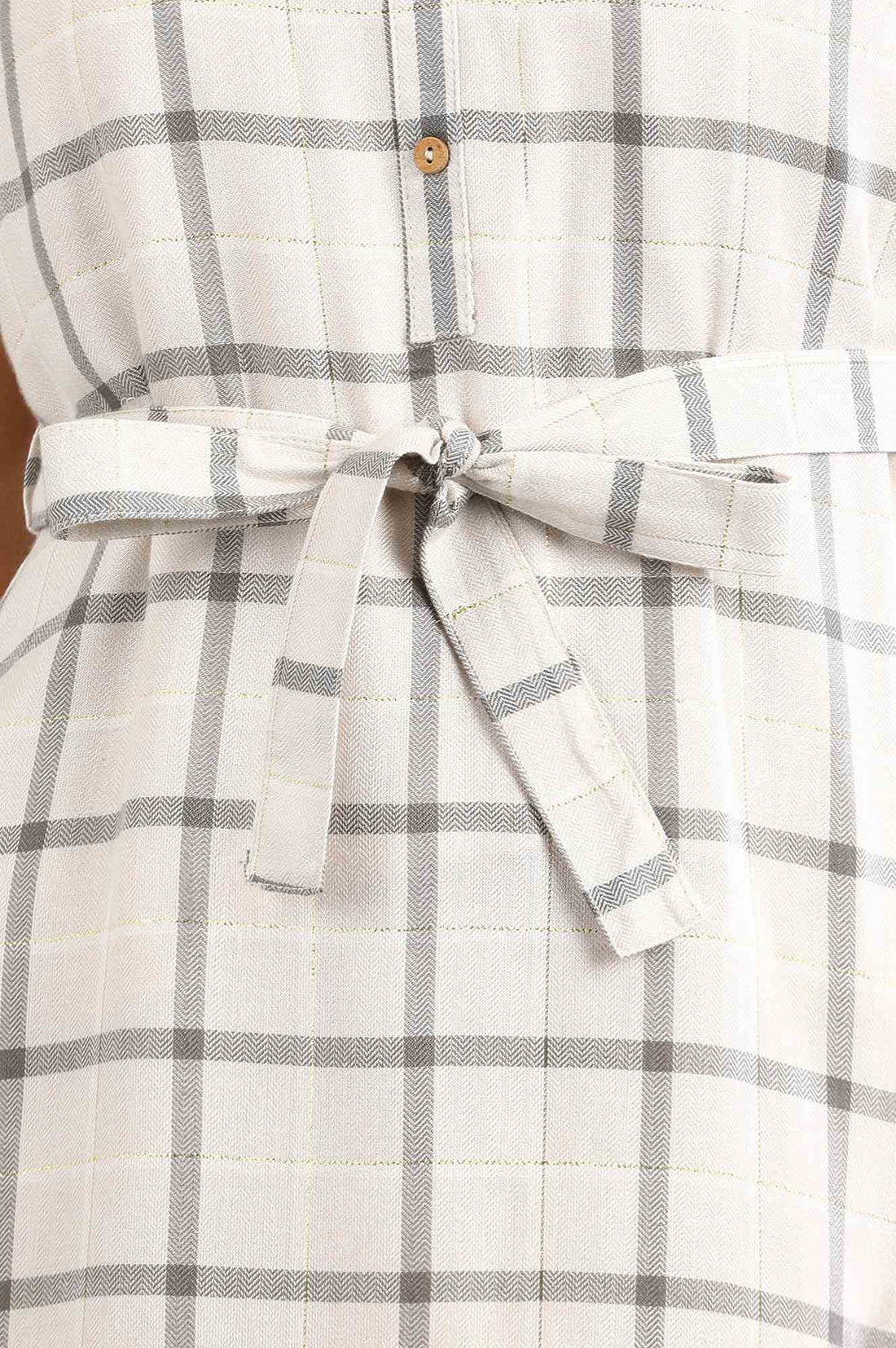 Off-White Collar Neck Check Dress