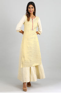 Off-White Round Neck Printed kurta