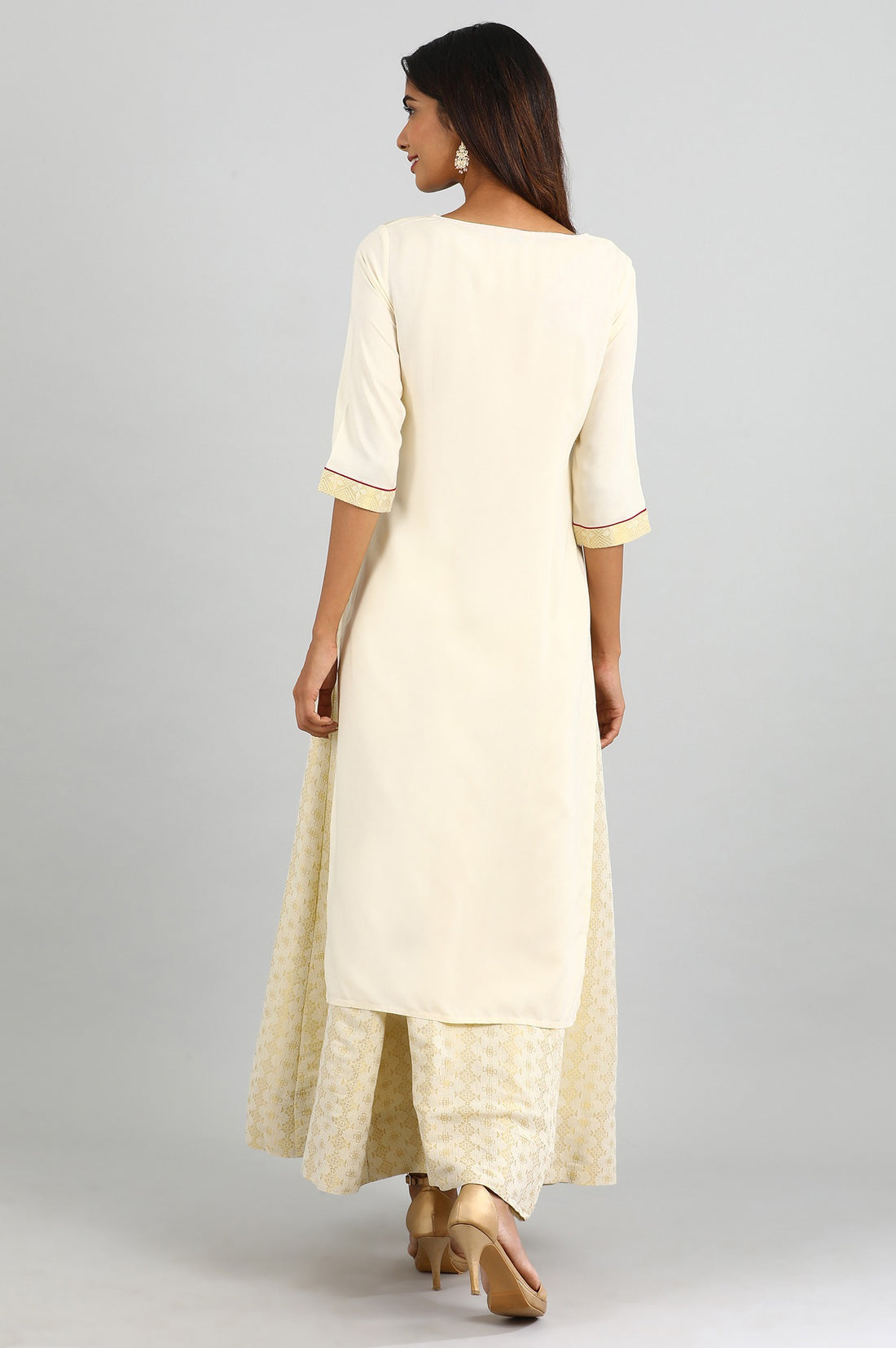 Off-White Round Neck Printed kurta