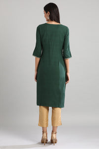 Green Round Neck Printed kurta