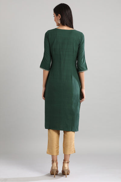 Green Round Neck Printed kurta