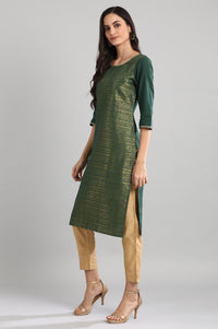 Green Round Neck Printed kurta