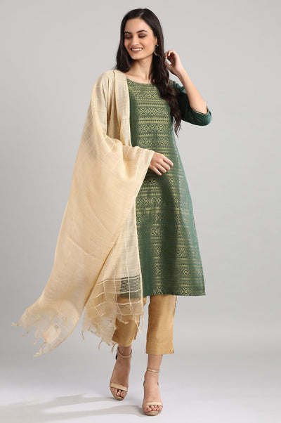 Green Round Neck Printed kurta