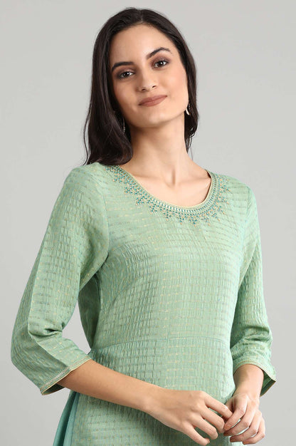 Green Round Neck Printed kurta