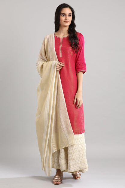 Pink Round Neck Printed kurta