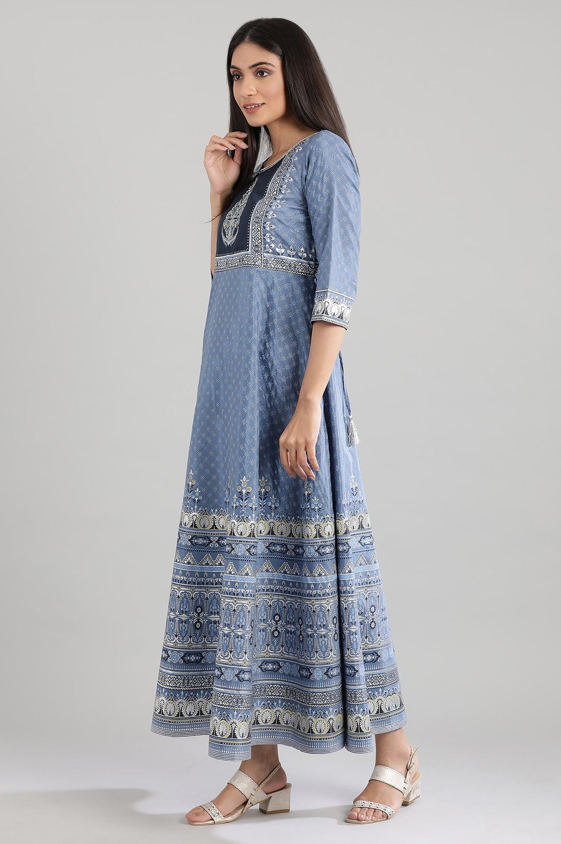 Blue Floral Flared Dress