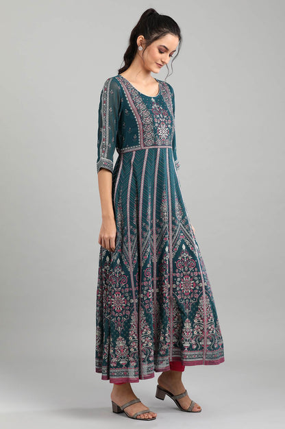 Green Round Neck Printed kurta