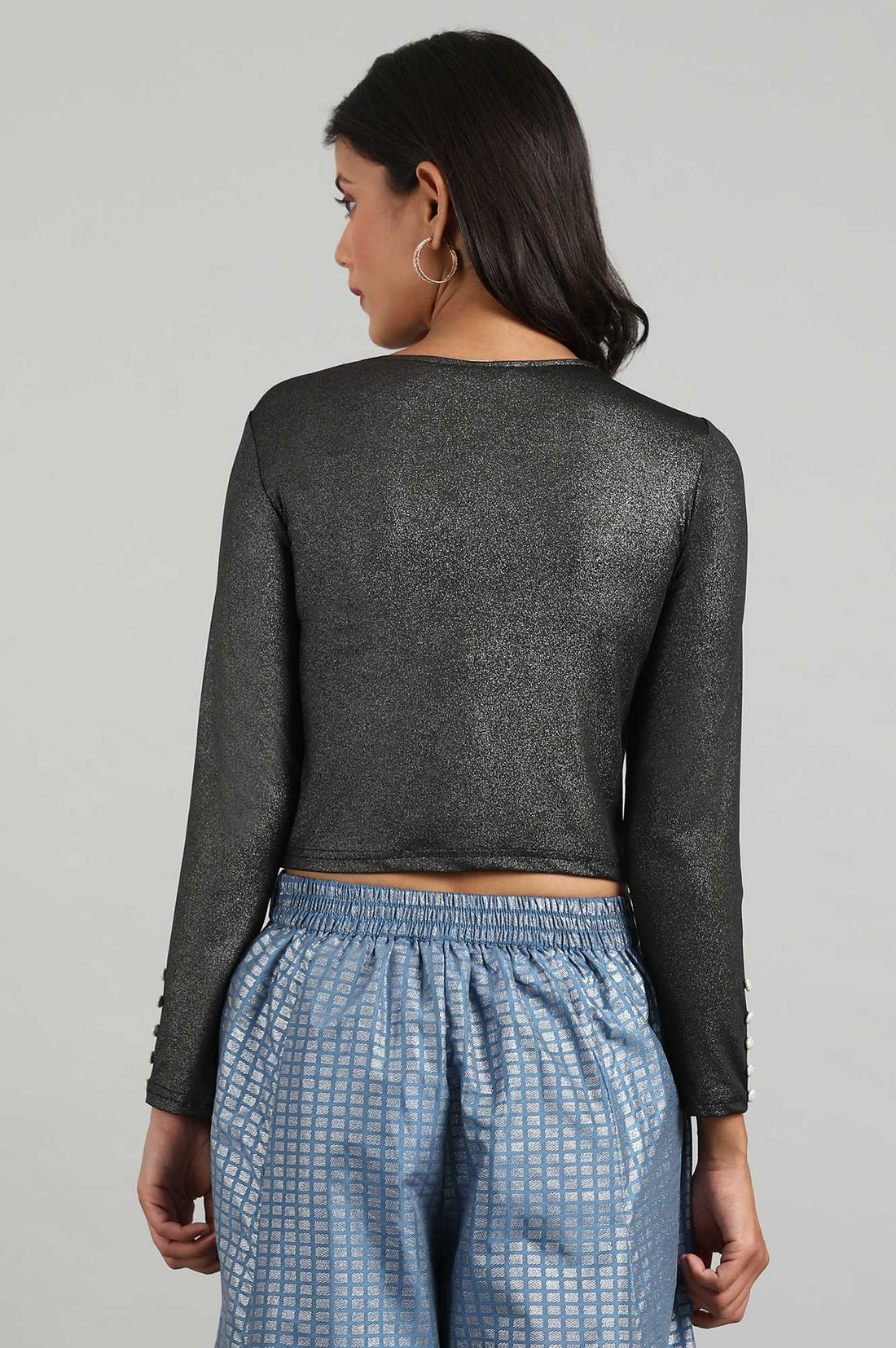 Black Round Neck Solid kurta