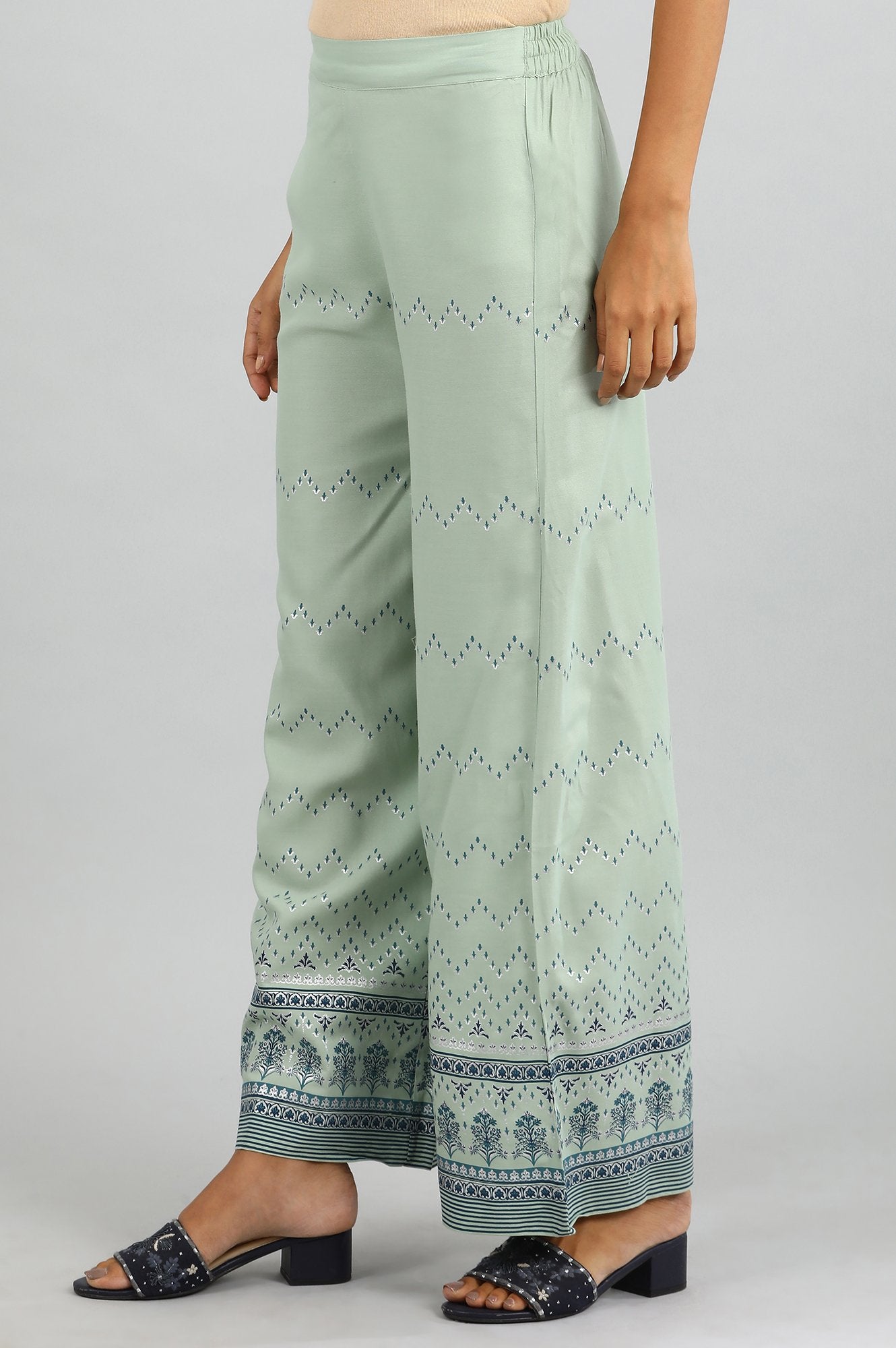 Green Printed Palazzos