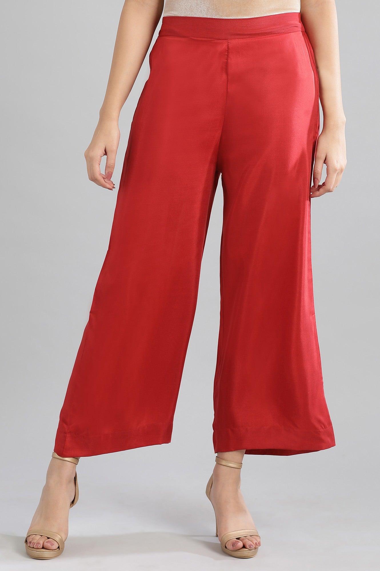 Red Solid Palazzos