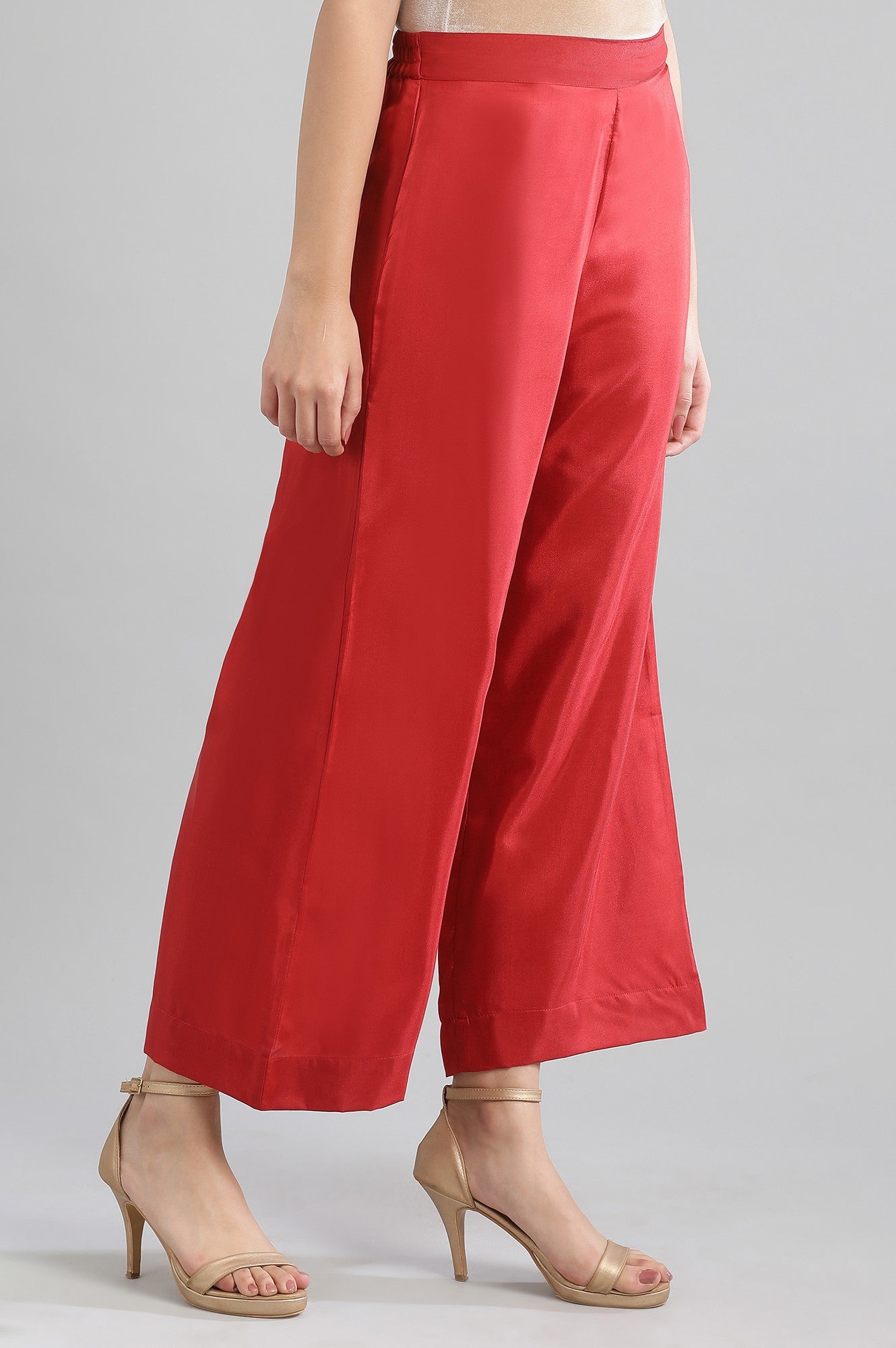 Red Solid Palazzos