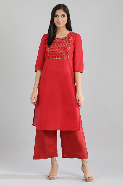 Red Solid Palazzos