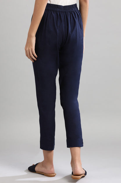 Blue Solid Trousers