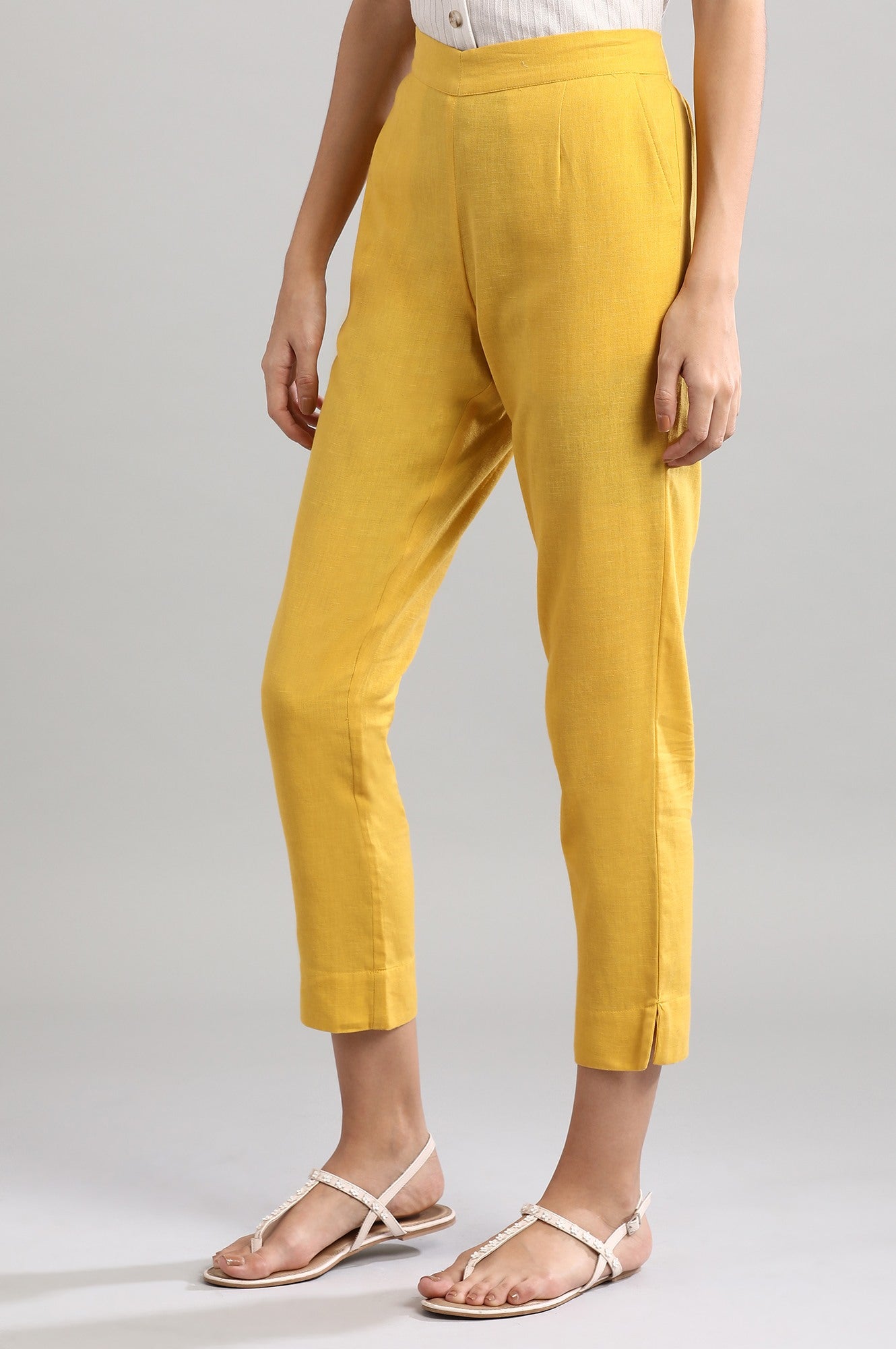 Yellow Solid Trousers