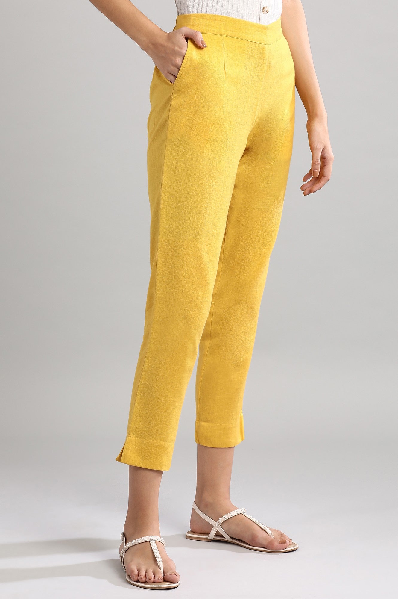 Yellow Solid Trousers