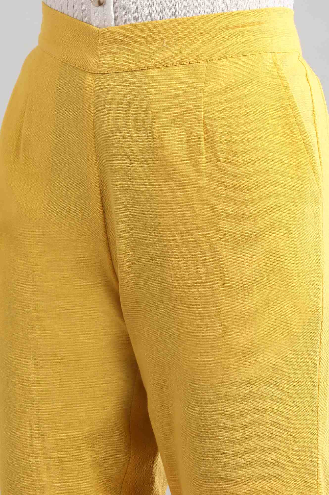 Yellow Solid Trousers