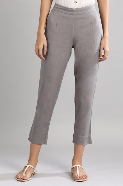 Grey Solid Trousers