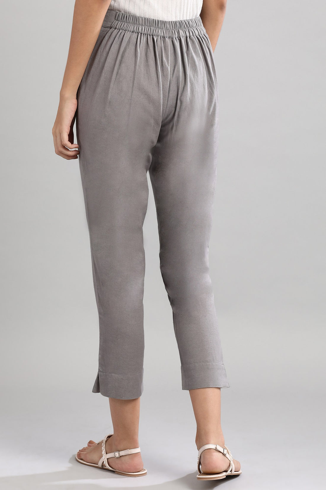 Grey Solid Trousers