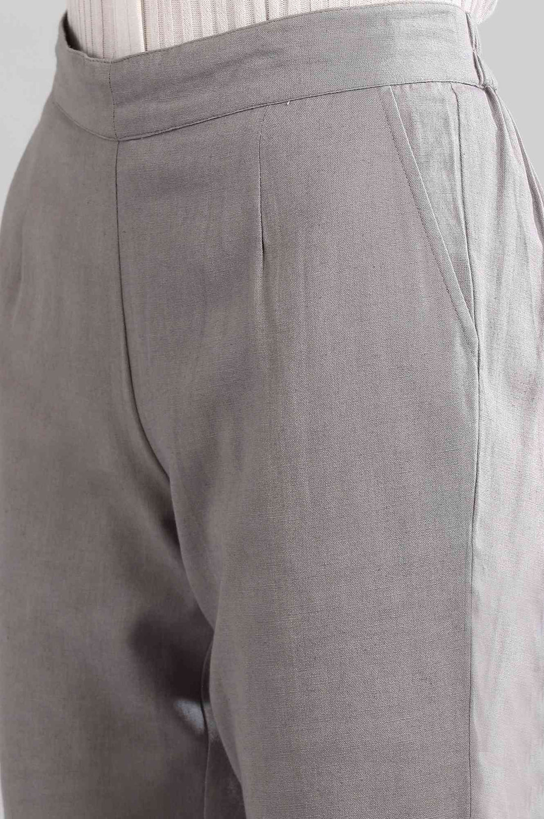 Grey Solid Trousers