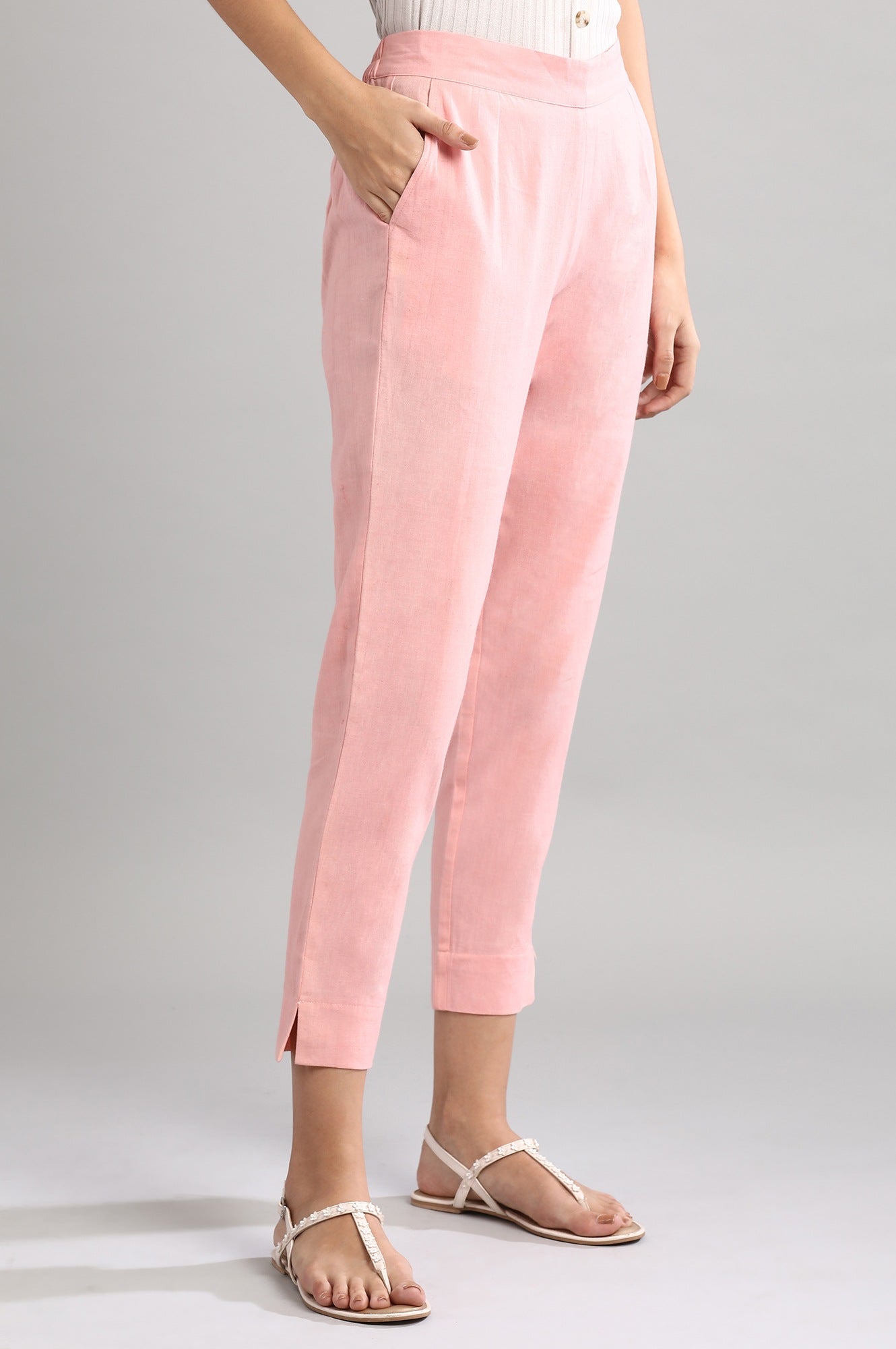 Pink Solid Trousers