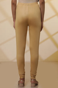 Gold Solid Shimmer Skinny Knitted Churidar