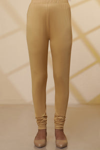 Gold Solid Shimmer Skinny Knitted Churidar