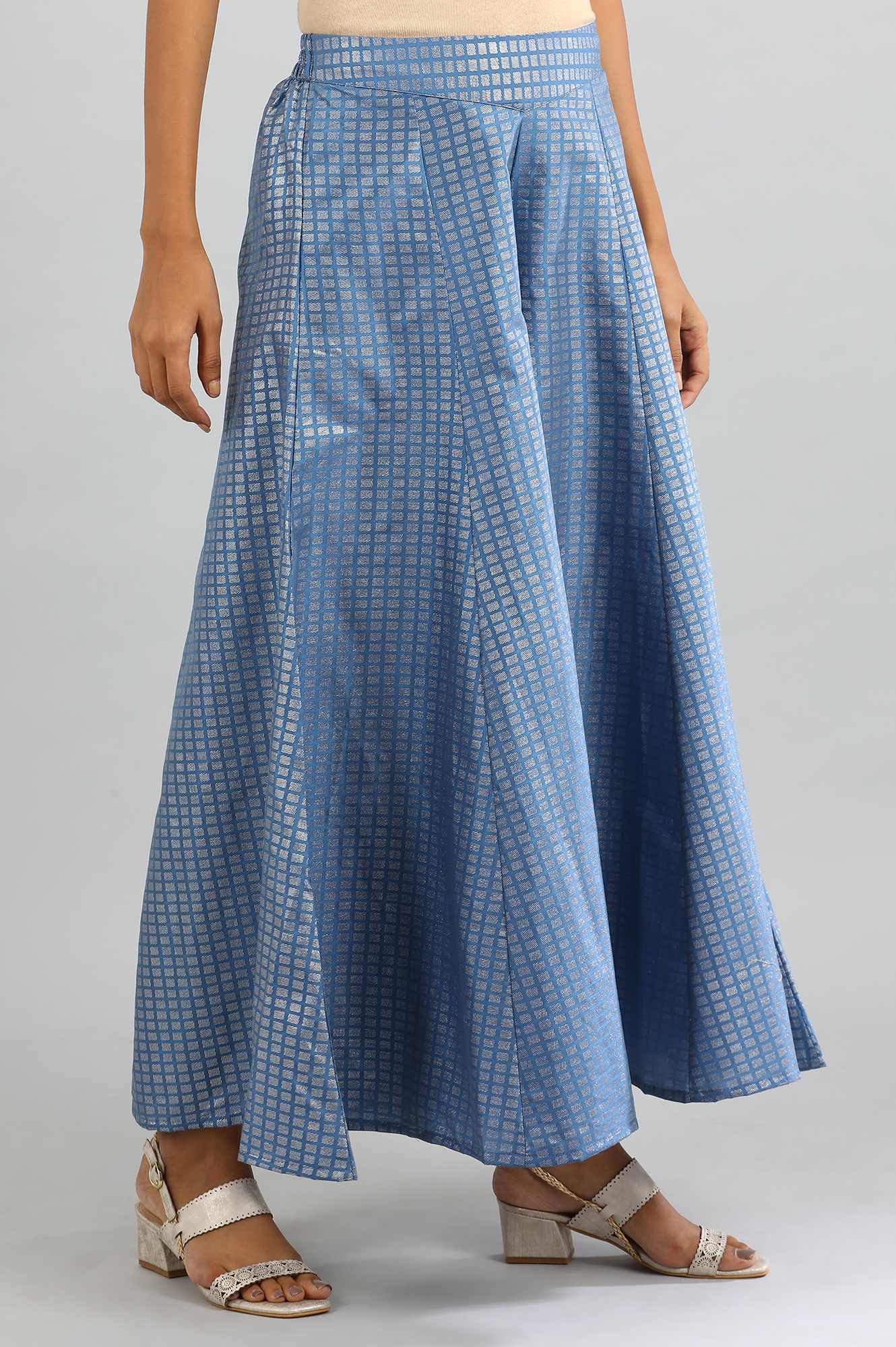 Blue Flared Printed Palazzos