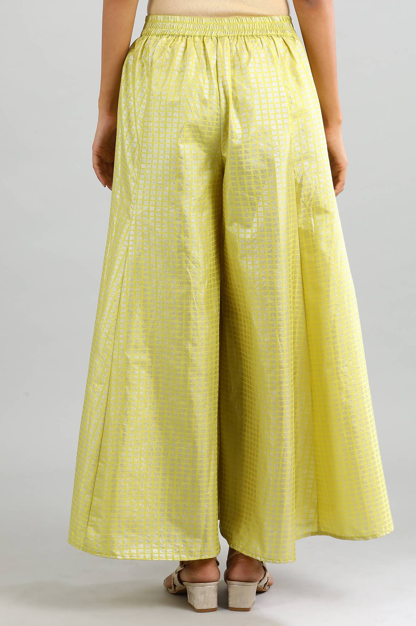 Yellow Flared Printed Palazzos