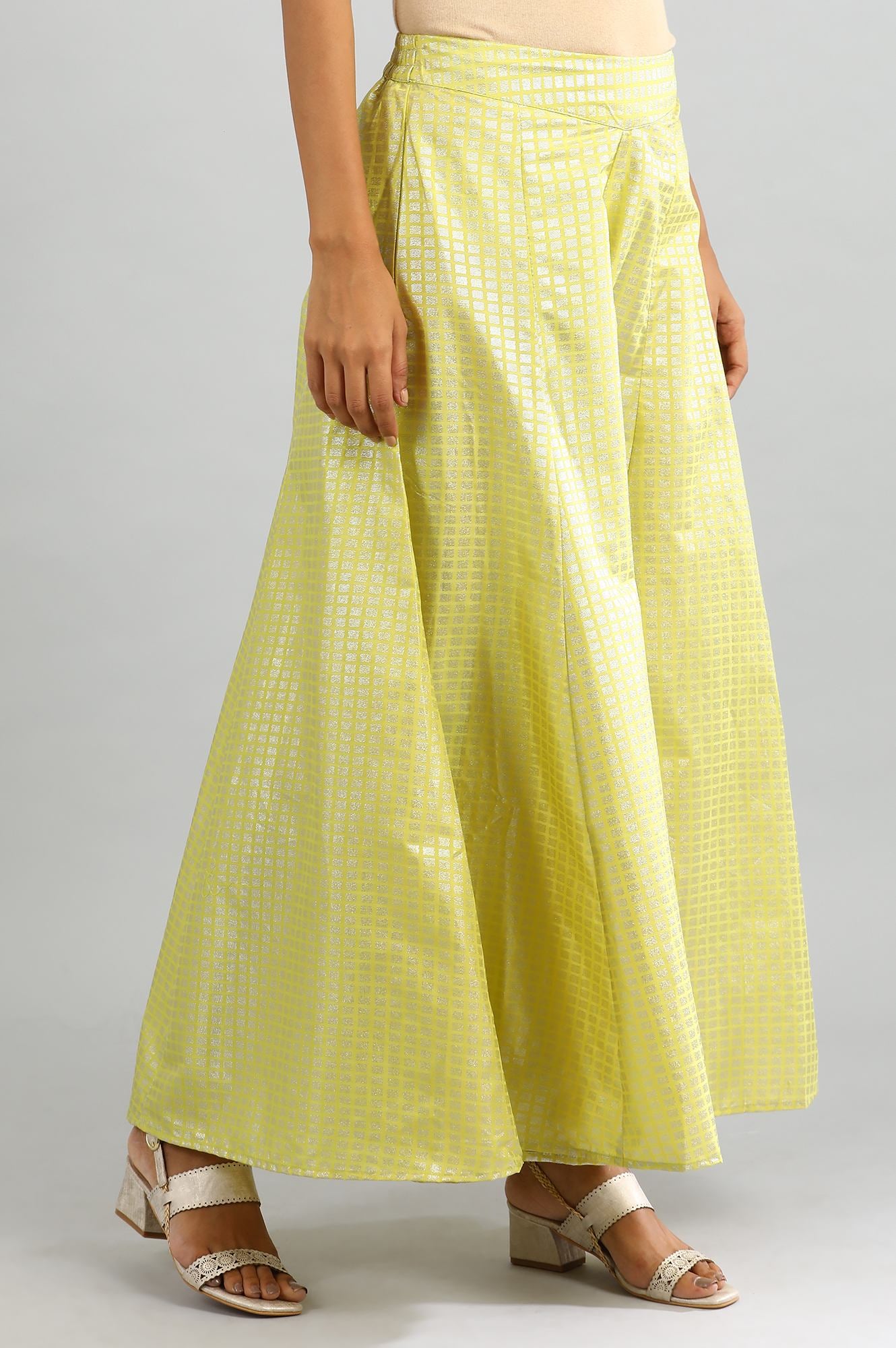 Yellow Flared Printed Palazzos