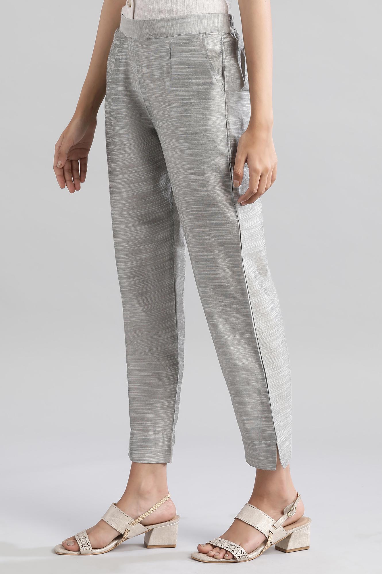 Grey Solid Trousers