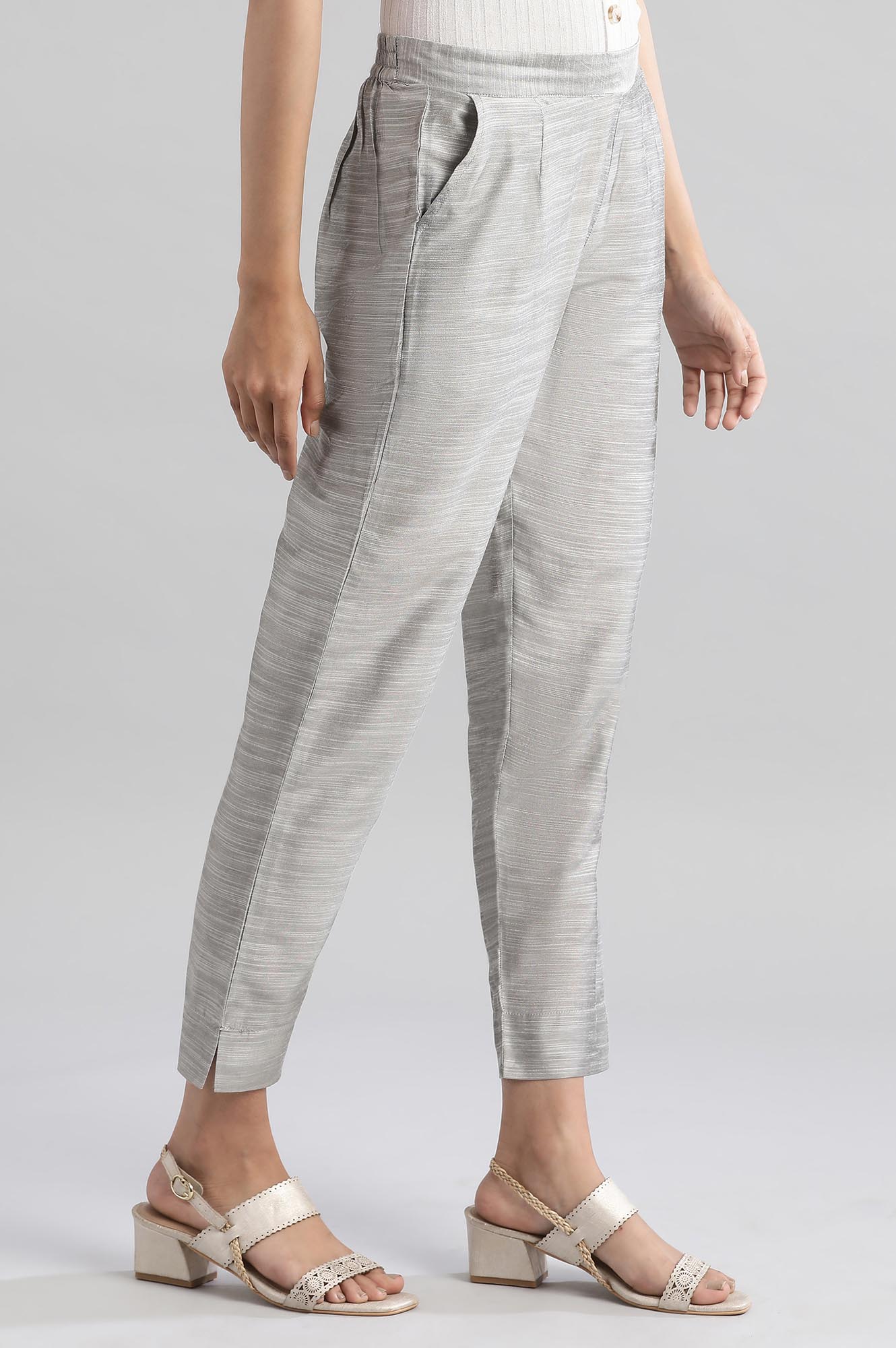 Grey Solid Trousers