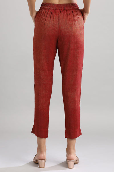 Red Solid Trousers
