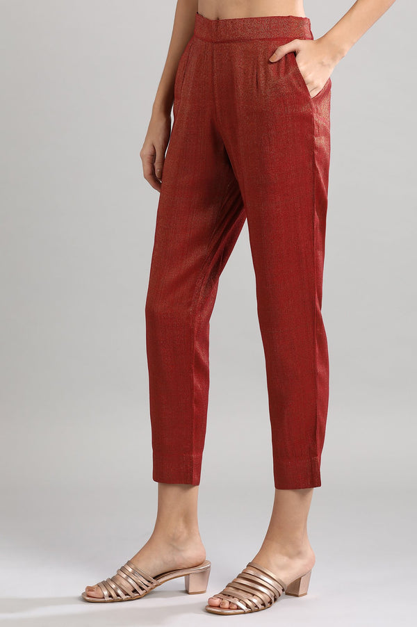 Red Solid Trousers