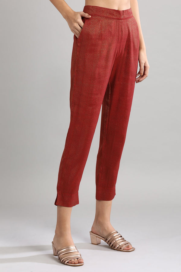 Red Solid Trousers