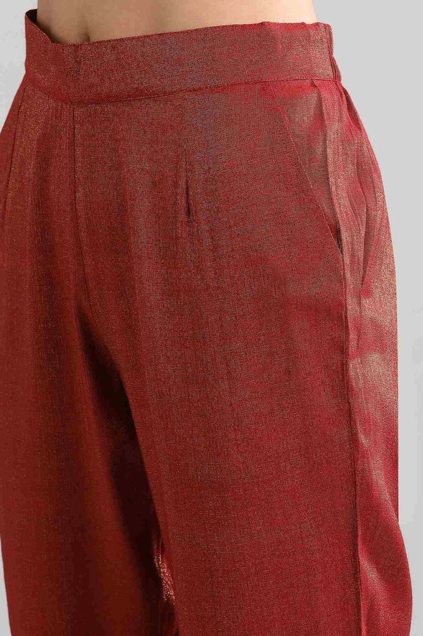Red Solid Trousers