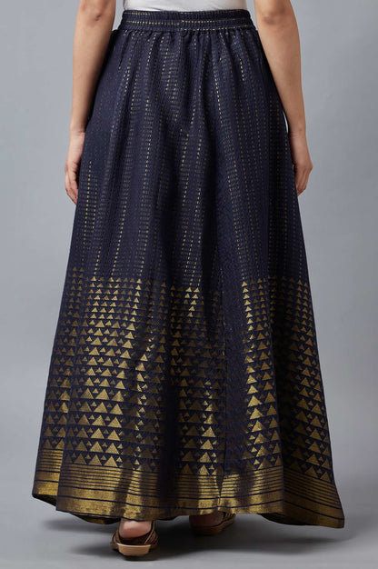 Navy Printed Skirt