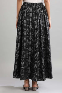 Black Flared Printed Skirts