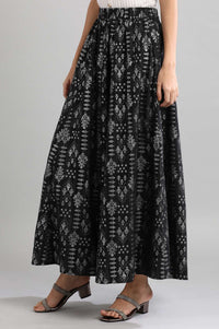 Black Flared Printed Skirts