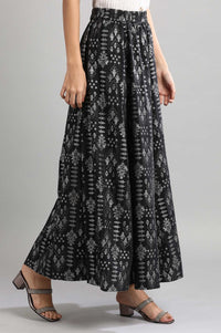 Black Flared Printed Skirts