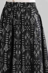 Black Flared Printed Skirts