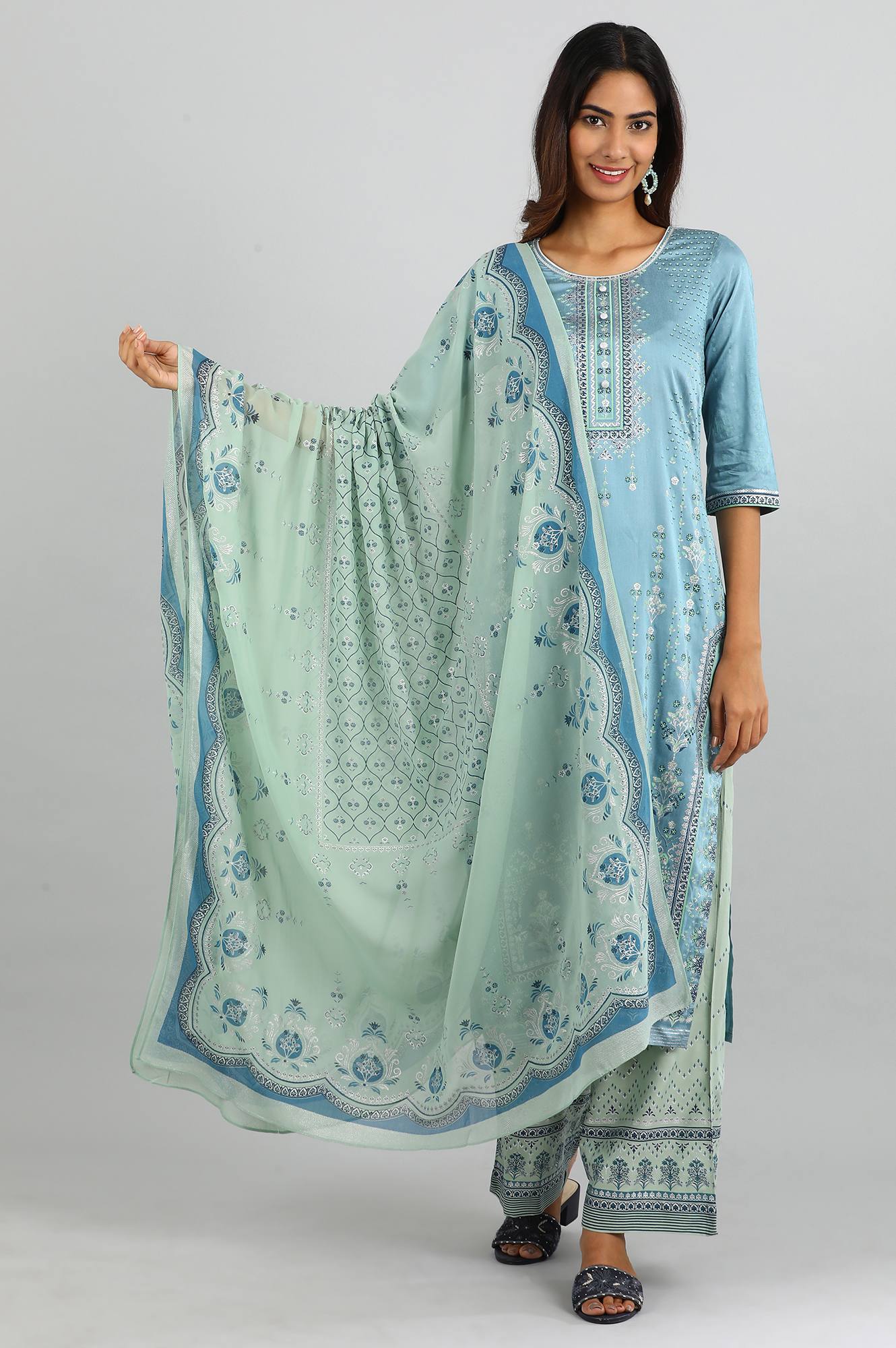 Green Printed Dupatta