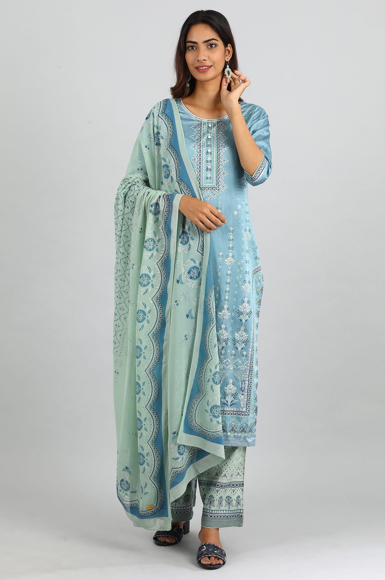 Green Printed Dupatta