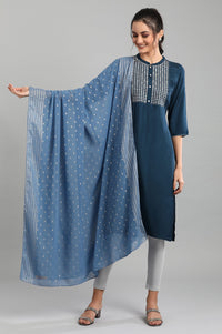 Blue Printed Dupatta